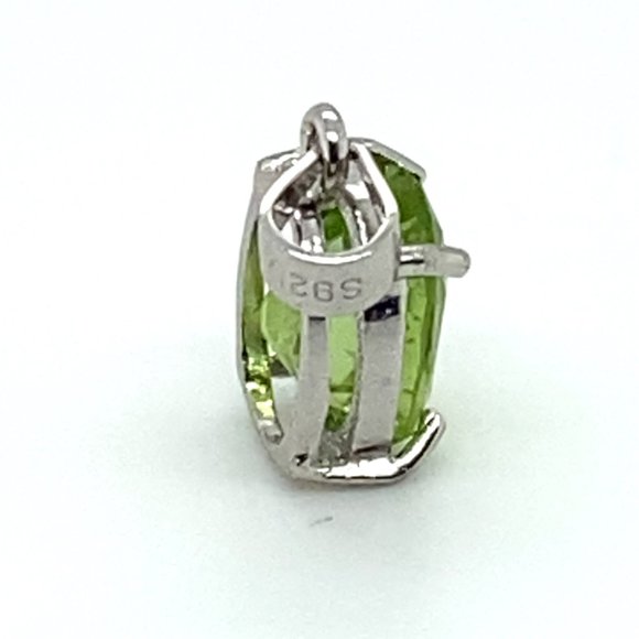 Peridot 1.20ct White Gold Finish Solid 925 Sterling Silver Pendant - Picture 5 of 6
